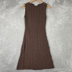 All Row Dress‎ Women Small Brown Textured Puckered Sleeveless Cutout Back Midi